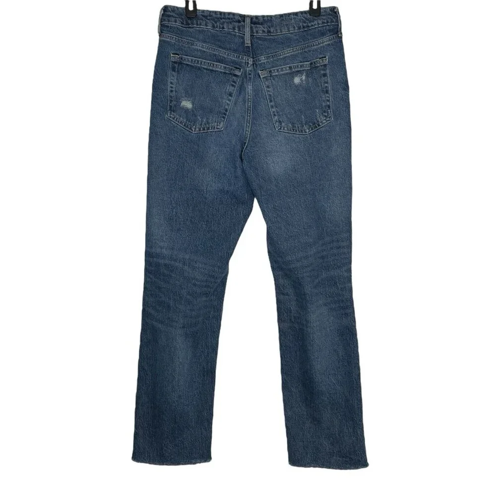 Free Assembly Jeans Size 10 Super High Rise Straight Distressed Raw Hem Womens - Picture 3 of 5